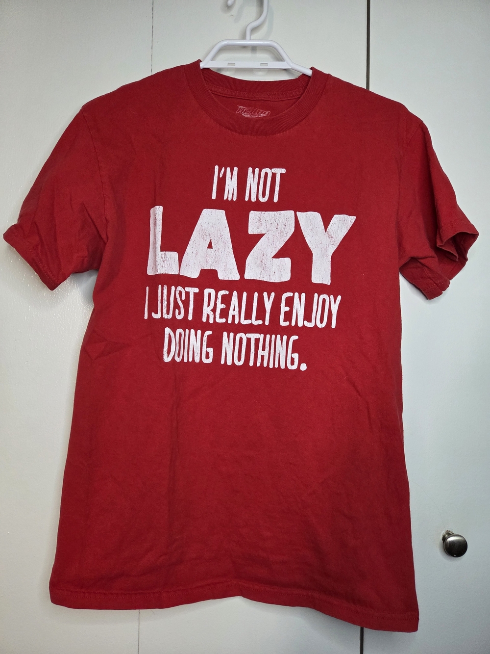 Red Men's M Graphic Tee "I'm Not Lazy I Just Really Enjoy Doing Nothing"